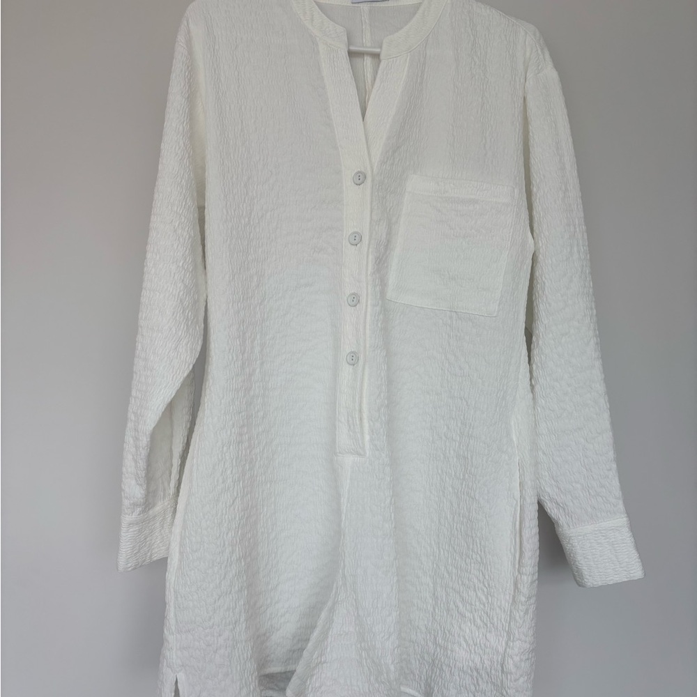 Onia Crinkle Button Down Romper